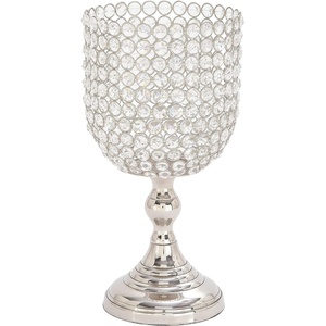 image:imageDeco 79 Aluminum Metal Hurricane Lamp Single Candle  6 x 6 x 19 SilverSilverClear