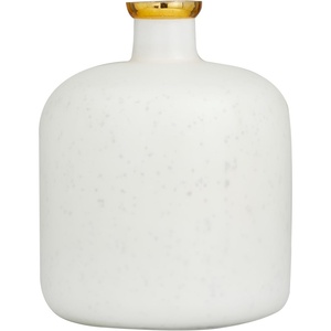 image:imageDeco 79 Glass Decorative Vase Centerpiece Vase with Gold Rim Flower Vase for Home Decoration 10 x 10 x 12 White