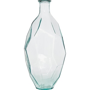 image:imageDeco 79 Recycled Glass Handmade Tall Spanish Bottleneck Vase 10 x 11 x 24 TealClear