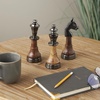 image:imageDeco 79 Aluminum Metal Chess Decorative Sculpture King Queen and Knight Home Decor Statues with Mango Wood Center Set of 3 Accent Figurines 2W 7H Silver