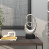 image:imageDeco 79 Ceramic Abstract Decorative Sculpture Swirl Home Decor Statue with Black Wooden Base Accent Figurine 10 x 4 x 21 SilverSilver