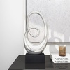 image:imageDeco 79 Ceramic Abstract Decorative Sculpture Swirl Home Decor Statue with Black Wooden Base Accent Figurine 10 x 4 x 21 SilverSilver