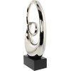 image:imageDeco 79 Ceramic Abstract Decorative Sculpture Swirl Home Decor Statue with Black Wooden Base Accent Figurine 10 x 4 x 21 SilverSilver