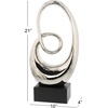 image:imageDeco 79 Ceramic Abstract Decorative Sculpture Swirl Home Decor Statue with Black Wooden Base Accent Figurine 10 x 4 x 21 SilverSilver