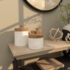 image:imageDeco 79 Ceramic Living Room Decorative Jars Decorative Container with Wood Lids Set of 3 Jar with Lid 8 8 7H White  Living Room Decorative Container With Wood Lids Decorative Containers Jar
