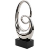 image:imageDeco 79 Ceramic Abstract Decorative Sculpture Swirl Home Decor Statue with Black Wooden Base Accent Figurine 10 x 4 x 21 SilverSilver