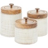image:imageDeco 79 Ceramic Living Room Decorative Jars Decorative Container with Wood Lids Set of 3 Jar with Lid 8 8 7H White  Living Room Decorative Container With Wood Lids Decorative Containers Jar