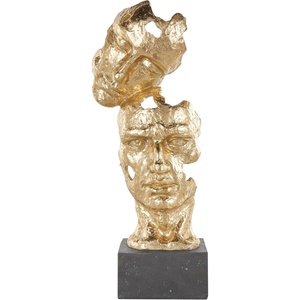 image:imageDeco 79 Polystone Mask Decorative Sculpture Stacked Face Cutout Home Decor Statue with Black Block Base Accent Figurine 8 x 5 x 21 Gold8 x 5 x 21